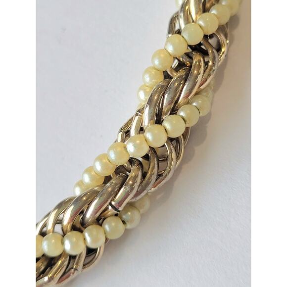 Sara Coventry Signed Vintage Necklace Gold Pearls Twist - Picture 6 of 7